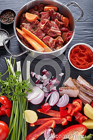 Ingredients for hungarian goulash, top view Stock Photo