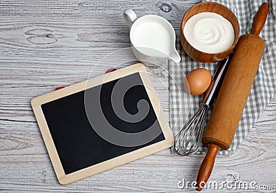 Ingredients and kitchen tools Stock Photo