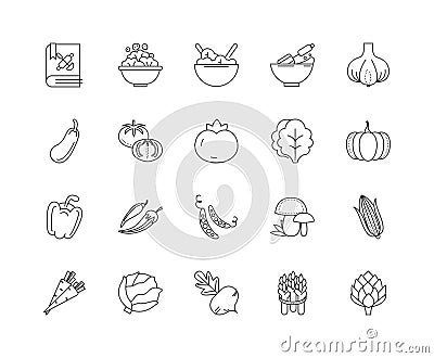 Ingredients line icons, signs, vector set, outline illustration concept Vector Illustration