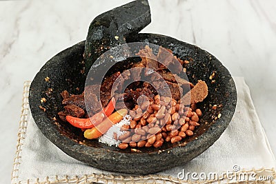 Ingredients Making Bumbu Rujak with Peanut Stock Photo