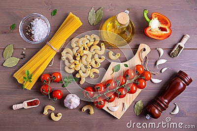 Ingredients for making Italian pasta Stock Photo