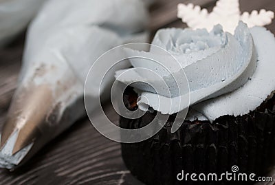 Ingredients for making muffins. Cheese cream of different colors. Ingredients for their preparation Stock Photo