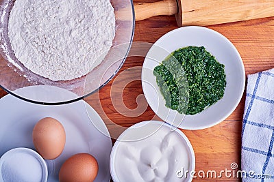 Ingredients for making stuffed pasta horizontal Stock Photo