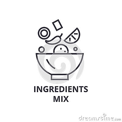 Ingredients mix line icon, outline sign, linear symbol, vector, flat illustration Vector Illustration