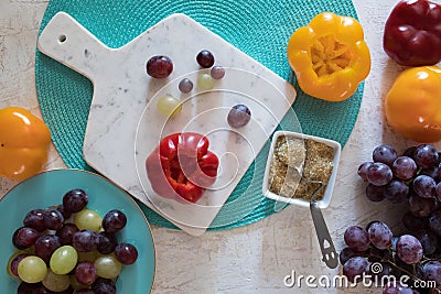 Ingredients For Pickled Tomato Peppers Filled With Grapes Stock Photo