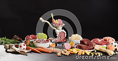 Ingredients for raw food for pets Stock Photo