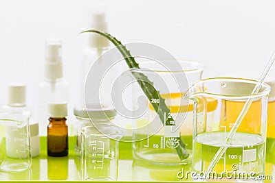 Ingredients for production of natural beauty cosmetics, close-up Stock Photo