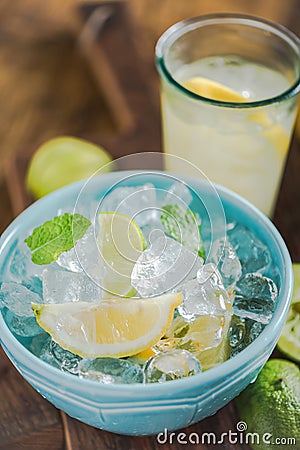 Ingredients for refreshing lemonade for hot summer days Stock Photo