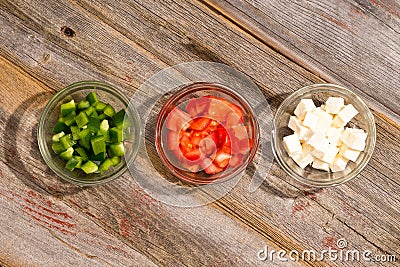 Ingredients for a simple healthy Greek salad Stock Photo