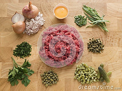 Ingredients for Steak Tartare Stock Photo