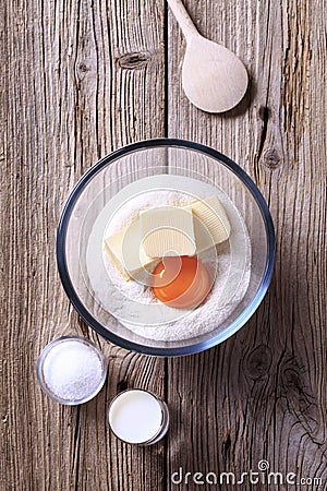 Ingredients to prepare savory pastry Stock Photo