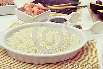 Ingredients to prepare sushi Stock Photo