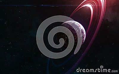 Inhabited planet in deep space Stock Photo