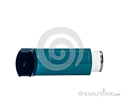 Inhaler for asthmatic. Medical device. Stock Photo