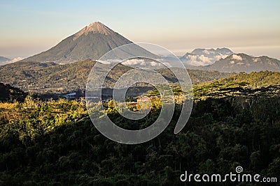 The Inierie volcano at sundown, Nusa Tenggara, flores island, Indonesia Stock Photo