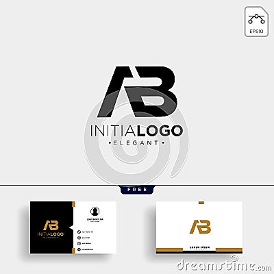 initial AB abstract geometric logo template and business card design Cartoon Illustration