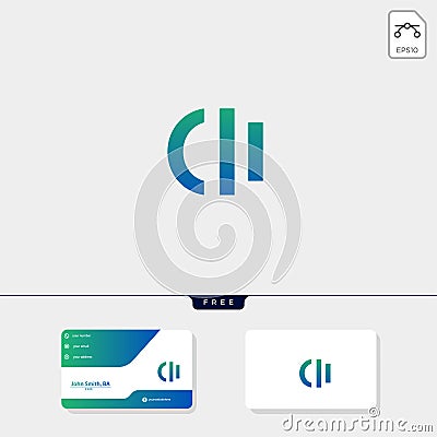 initial ci,ic creative logo template and business card include. vector illustration and logo inspiration Vector Illustration