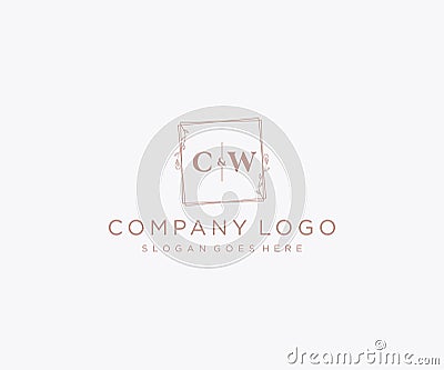 initial CW letters Decorative luxury wedding logo Stock Photo