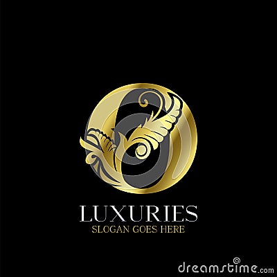 Initial Decorative luxury O Golden letter logo design template vector Vector Illustration