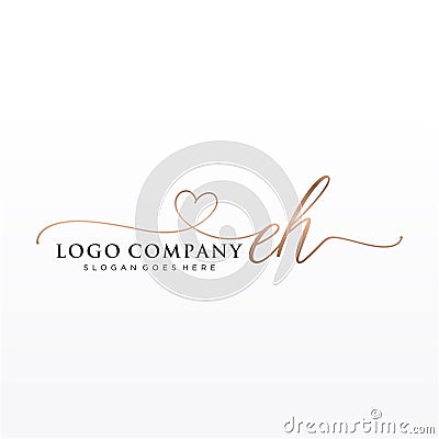 Initial EH beauty monogram and elegant logo design Vector Illustration