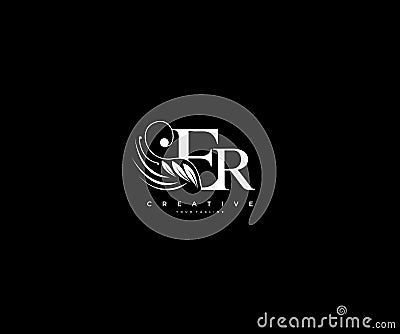 Initial ER letter luxury beauty flourishes ornament monogram logo Vector Illustration