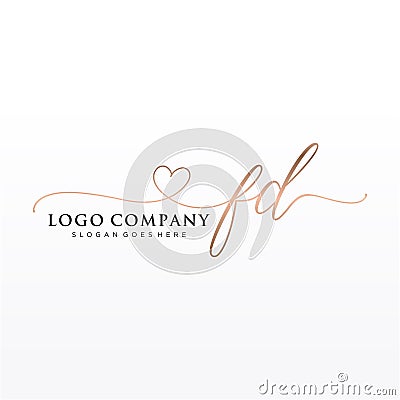 Initial FD beauty monogram and elegant logo design Vector Illustration