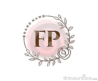 Initial FP feminine logo. Usable for Nature, Salon, Spa, Cosmetic and Beauty Logos. Flat Vector Logo Design Template Element Vector Illustration