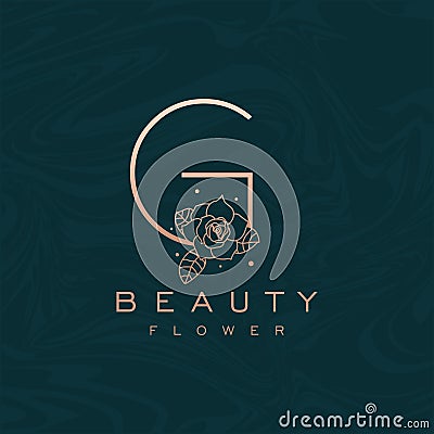 Initial G Flower Beauty Letter Logo Marble Design Vector Vector Illustration