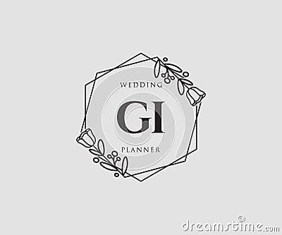 Initial GI feminine logo. Usable for Nature, Salon, Spa, Cosmetic and Beauty Logos. Flat Vector Logo Design Template Element Vector Illustration