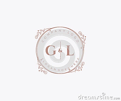 initial GL letters Decorative luxury wedding logo Vector Illustration