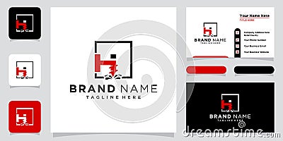 Initial H drilling logo design vector template Vector Illustration