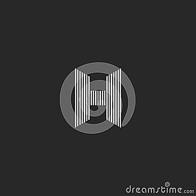 Initial H letter logo modern trendy monogram, parallel lines striped shape Vector Illustration