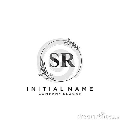 SR Initial handwriting logo design Vector Illustration