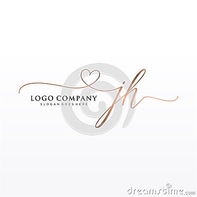 Initial JH beauty monogram and elegant logo design Vector Illustration