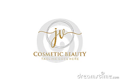 initial JV Feminine logo beauty monogram and elegant logo design, handwriting logo of initial signature, wedding, fashion, floral Vector Illustration