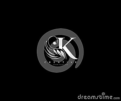 Initial K letter luxury beauty flourishes ornament monogram logo Vector Illustration