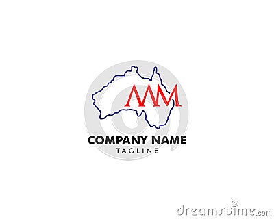 Initial Letter AAM with Australia Map Logo Design Concept Vector Illustration