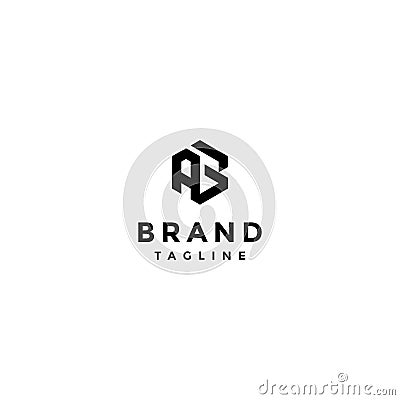 Initial Letter AB In Hexagon Shape Logo Design Vector Illustration