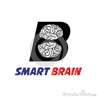 Initial letter B brain logo vector illustration design template Cartoon Illustration