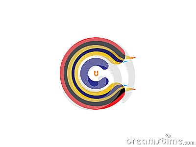 Initial Letter C rainbow Design Logo Graphic Branding Letter Element. Stock Photo