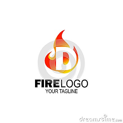 initial Letter D fire logo design. Vector Illustration