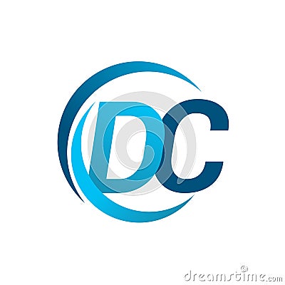 initial letter DC logotype company name blue circle and swoosh design. vector logo for business and company identity Vector Illustration