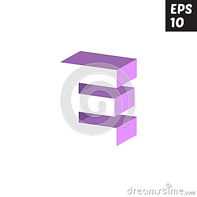 Initial letter E lowercase logo design template block violet purple Vector Illustration