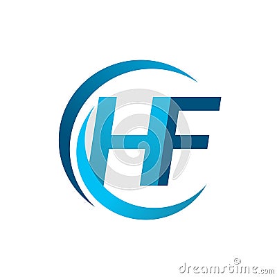 initial letter HF logotype company name blue circle and swoosh design. vector logo for business and company identity Vector Illustration