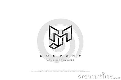 Initial Letter JM or MJ Logo Design Vector Illustration