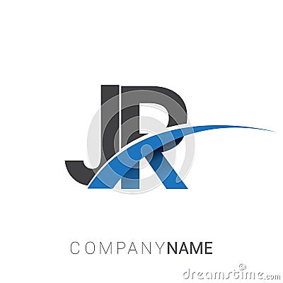 initial letter JR logotype company name colored blue and grey swoosh design. vector logo for business and company identity Vector Illustration