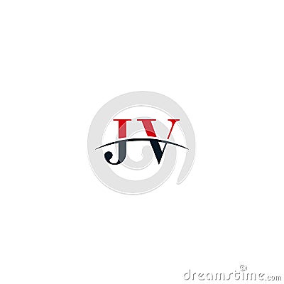 Initial Swoosh Logo Symbol JV Vector Illustration