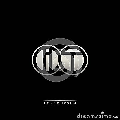 IT initial letter linked circle capital monogram logo modern template silver color version Vector Illustration