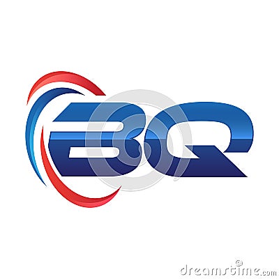 Initial letter BQ logo swoosh red and blue Vector Illustration