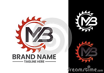 Initial Letter M B Logo with Saw, woodworking logo concept Vector Illustration